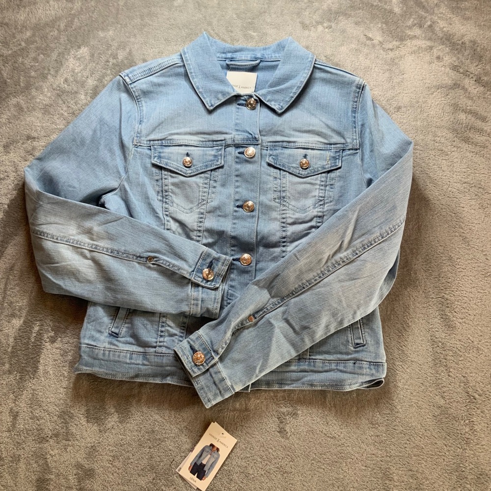 Vintage America Blues Lena Denim Jacket Light Wash Soft Stretch Small NEW